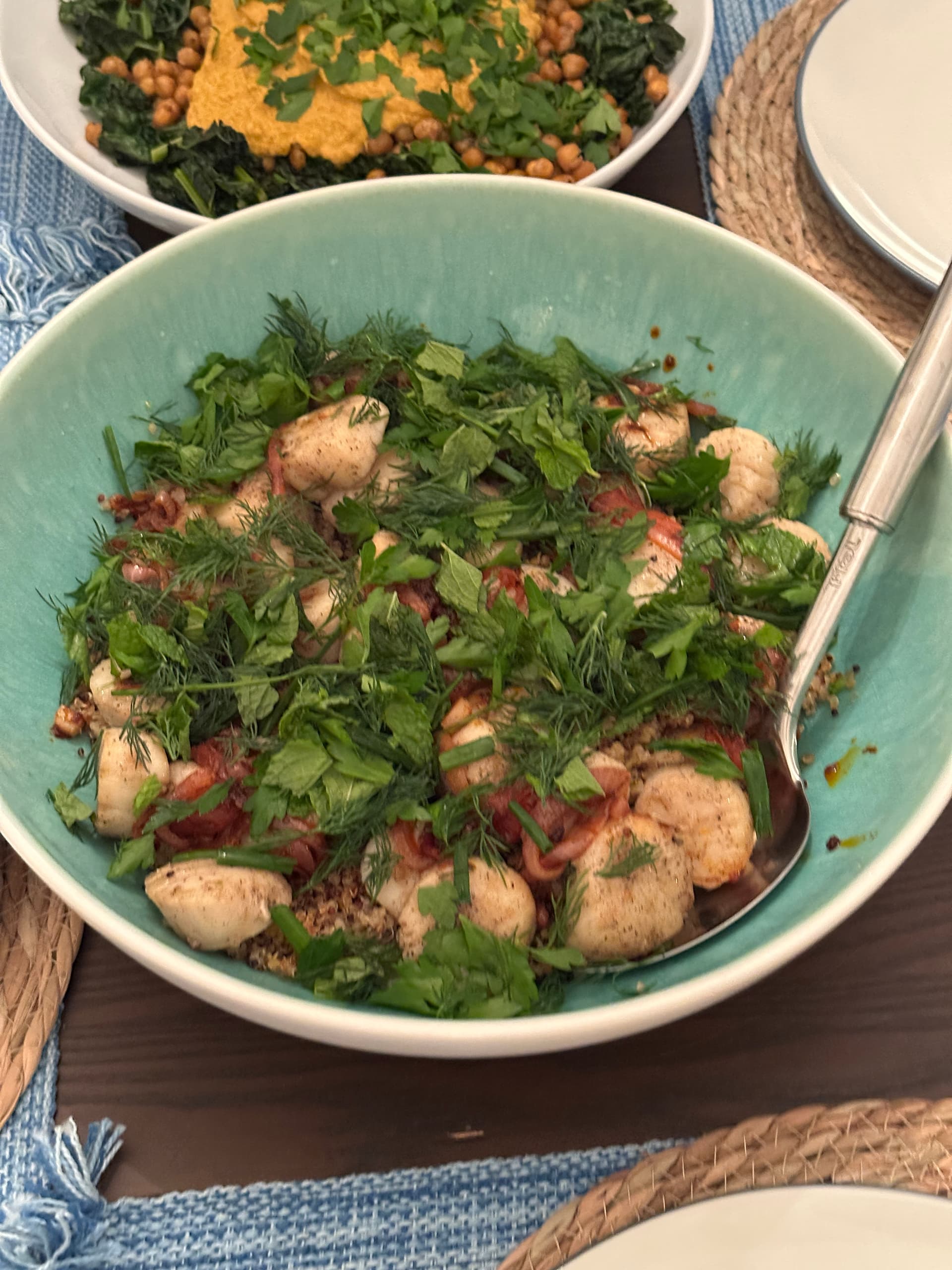Smoky Scallops Over Crispy Quinoa